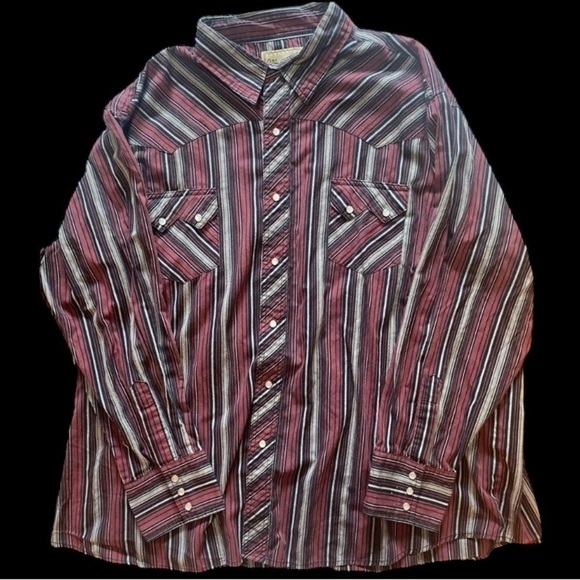 Wrangler Other - Vintage Wrangler Pearl Snap Long Sleeve Western Rockabilly Work Cowboy Shirt 3XL